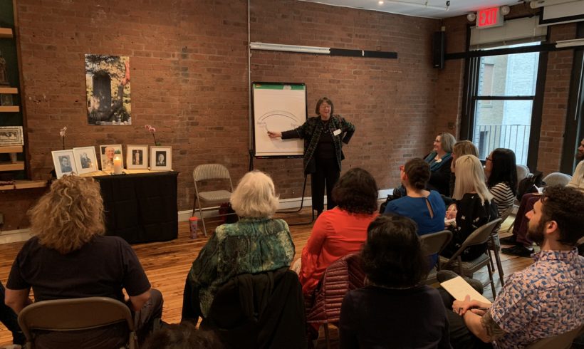 Photo of Phyllis Furumoto leading a workshop in New York City on November 2, 2019