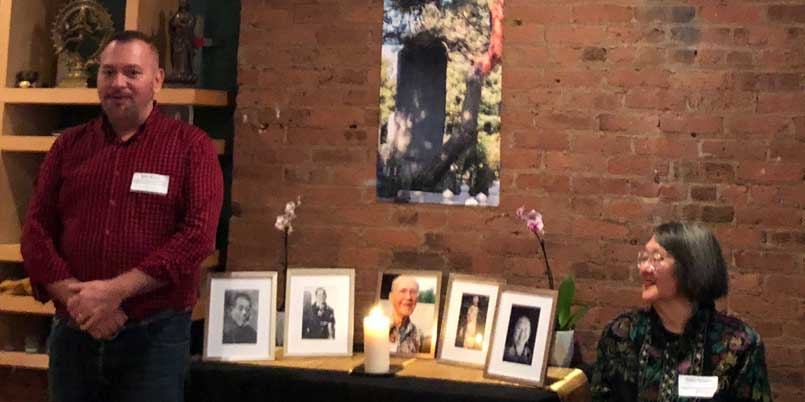 brunius-furumoto-nyc Photo of Brian Brunius and Phyllis Furumoto together at a butsudan in New York City on November 2, 2018
