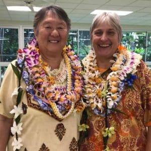 Photo of Reiki Grandmaster Phyllis Lei Furumoto and her wife Joyce Winough