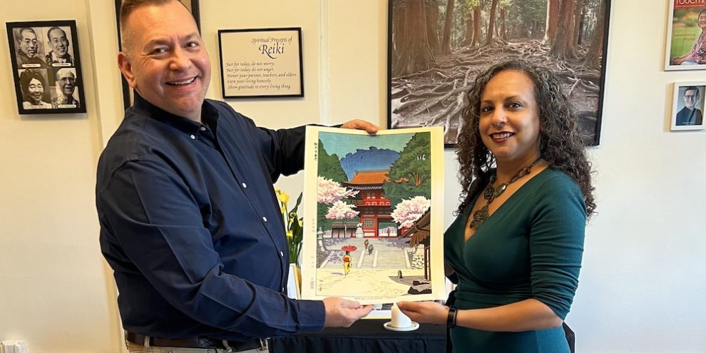 Sonia_Ramos-gift-exchange Photo of newly-initiated Reiki master, Sonia Elena Ramos, on November 18, 2023.