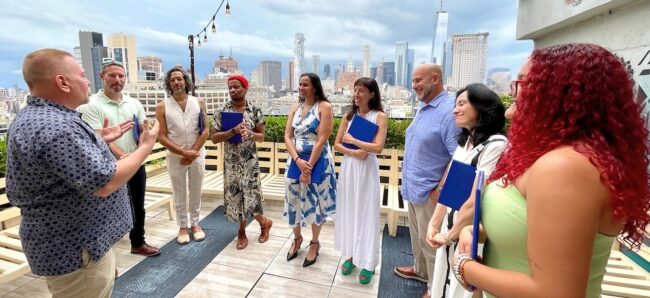 Group 2024 Certified Reiki Practitioner graduates of NYC Reiki Center with their teacher Brian Brunius