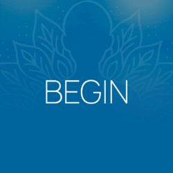 Graphic reading "BEGIN" at the NYC Reiki Center with Brian Brunius