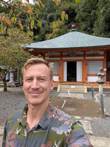 Brian Battjer on Mount Kurama at the temple of Mao-son.